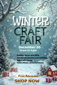 Blue Illustrative Winter Craft Fair Poster Plakat template
