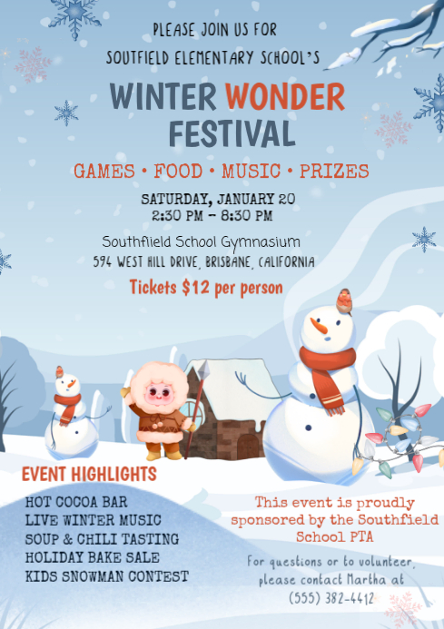 Blue Illustrative Winter Festival A4 Template | PosterMyWall