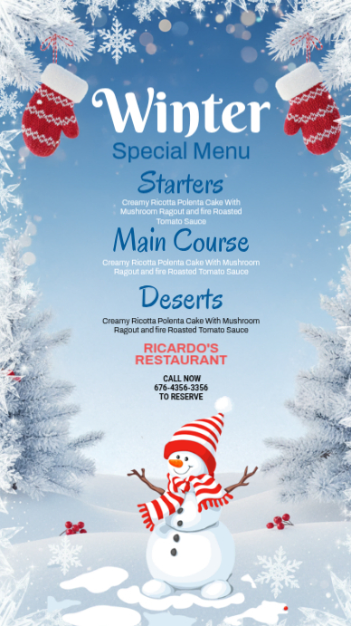 Blue Illustrative Winter Food Menu Instagram Story Template | PosterMyWall