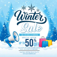 Blue Illustrative Winter Sale Square (1:1) 方形(1:1) template