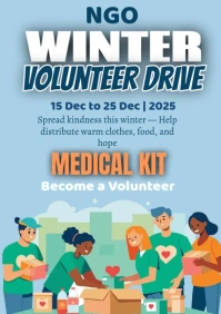Blue Illustrative Winter Volunteer Drive A1 template