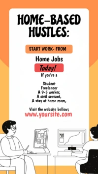 Blue Illustrative Work From Home Ad Instagram Story template