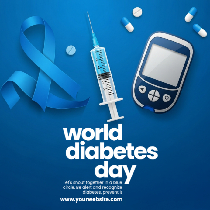 Blue Illustrative World Diabetes Day Instagram Post Template | PosterMyWall