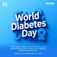 Blue World Diabetes Day Kvadrat Template