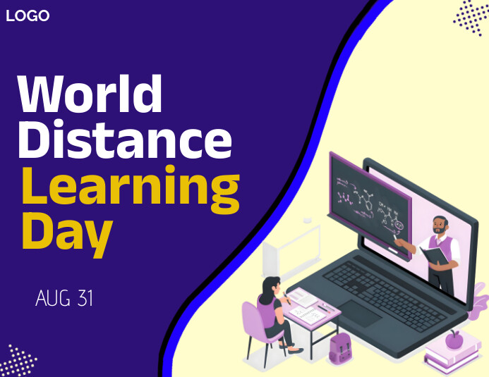 Blue Illustrative World Distance Learning Day Template | PosterMyWall