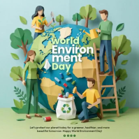 Blue Illustrative World Environment Day Square Video Persegi (1:1) template
