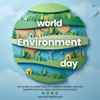 Blue Illustrative World Environment Day Square Video Vierkant (1:1) template