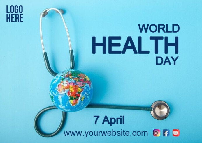 Blue Illustrative World Health Day Postcard template