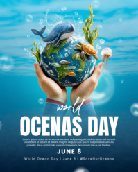 Blue Illustrative World Oceans Day Instagram Portrait template