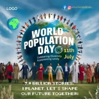 Blue Illustrative World Population Day Instag Instagram Post template
