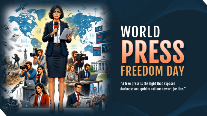 Modèle Blue Illustrative World Press Freedom Day YouTube Thumbnail ...