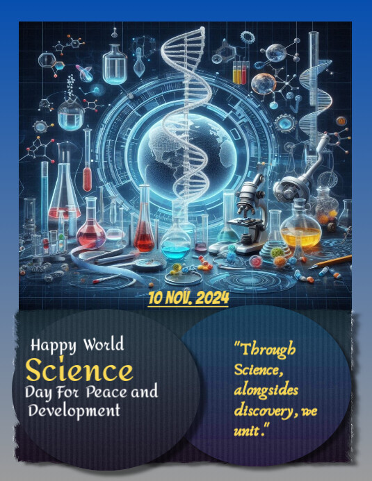 Blue Illustrative World Science Day Flyer (us Letter) Template ...