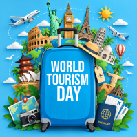 Blue World Tourism Day Iphosti le-Instagram Template