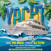 Blue Illustrative Yacht Party Instagram Post template
