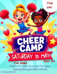 blue Illustrativo Cheer Camp Volantino (us Letter) Volante (Carta US) template