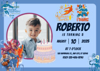 Blue Ilustratif Birthday Invitation A4 template