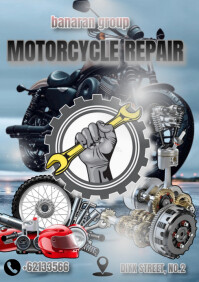 Blue Ilustratif Motorcycle Repair A4 template