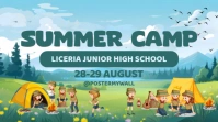 Blue Ilustratif Summer Camp Tampilan Digital (16:9) template