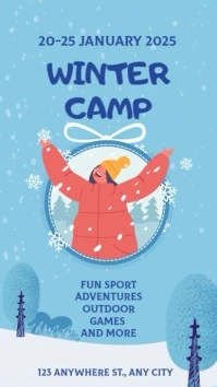 Blue Ilustratif Winter Camping  Instagram Story Instagram-Story template