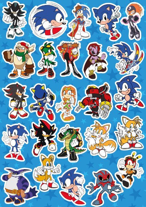 Blue Ilustrativo Stickers Para Imprimir Y Pegar De Sonic A4 template