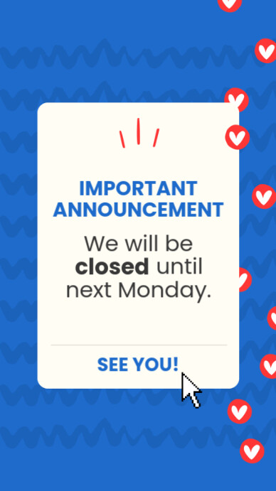 Blue Important Announcement Instagram Story template