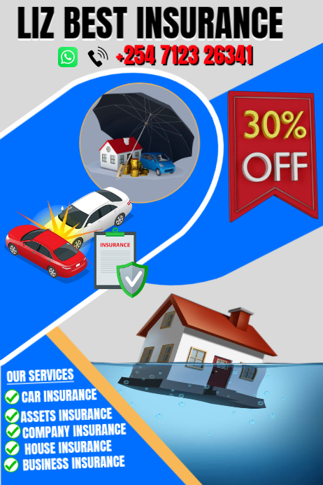 Blue Insurance Services Poster Template | PosterMyWall