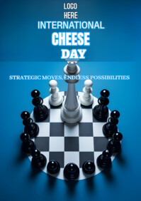 Blue International Chess Day  A4 template