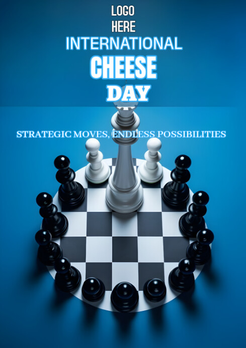 Blue International Chess Day  A4 template