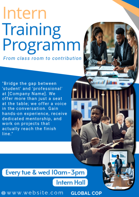 Blue Internship Training Program A4 Template | PosterMyWall