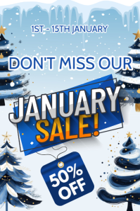 Blue January Sale Winter Retail Template Poster