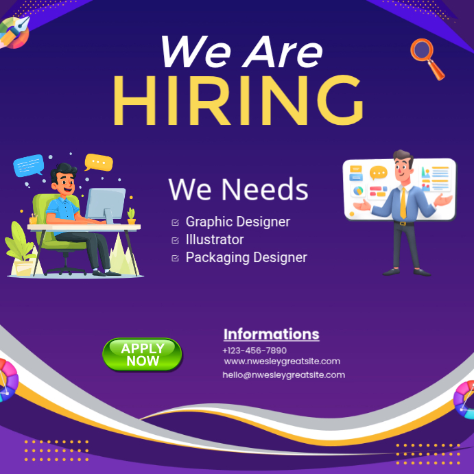 Blue Job Hiring Square Template | PosterMyWall