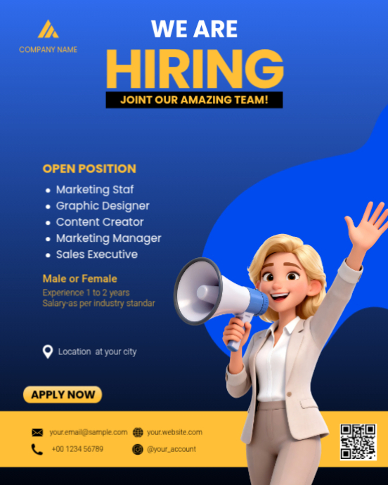 Copy of Blue Job Recruitment Instagram Portrait | PosterMyWall