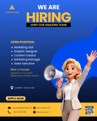 Blue Job Recruitment Instagram Portrait template