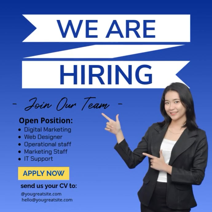 Blue Job Recruitment Instagram Post Video Template | PosterMyWall