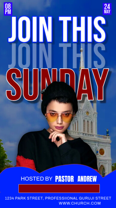Blue Join This Sunday  Digital Display (9:16) template