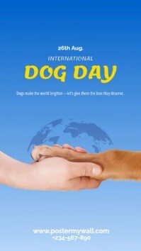 蓝色 International Dog Day Digital Display Template
