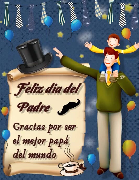 Blue Joyful 👔💙 Father’s Day Hero – Cute & Cool Card Template 💌🎉 Flyer (us Letter) 传单(美国信函)