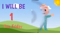 Blue Joyful 1st Birthday Video Invitation Dig Digital Display (16:9) template