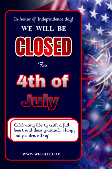 Blue Joyful 4th July Closed Poster Poster Plakkaat template