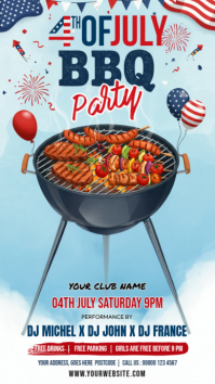 Blue Joyful 4th of July BBQ Party Instagram Story template