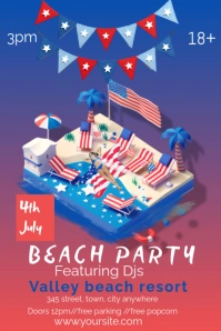 Blue Joyful 4th Of July Beach Party  Pinterest Graphic template