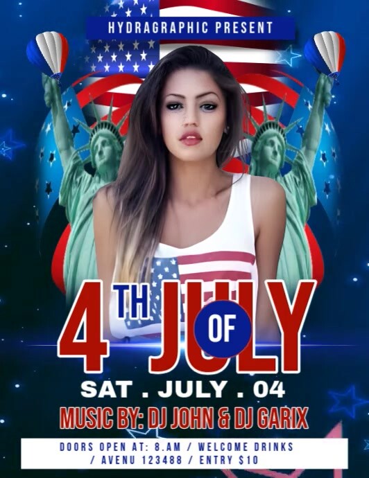 Blue Joyful 4th Of July Flyer (us Letter) template