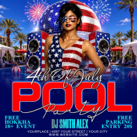 Blue Joyful 4th of July Pool Party Instagram Post Video template