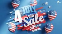 Blue Joyful 4th of July Sale Digital Display Video Digitalanzeige (16:9) template