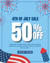Blue 4th of July Sale Instagram Portrait Template