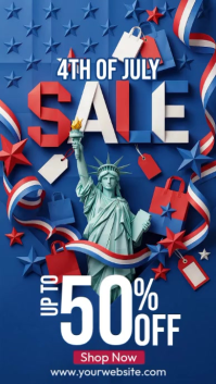 Blue Joyful 4th of July Sale Instagram Story Video template