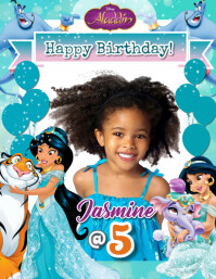Blue Joyful Aladdin Birthday Flyer (us Letter) template