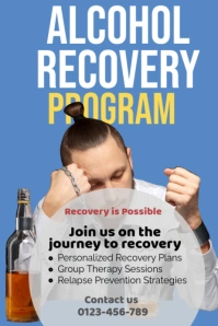 Blue Joyful Alcohol Recovery Program Poster template