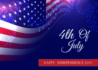 Blue Joyful America Independence Day  Postcard Postkort template