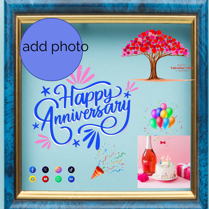 Blue Joyful Anniversary Instagram Post Template | PosterMyWall